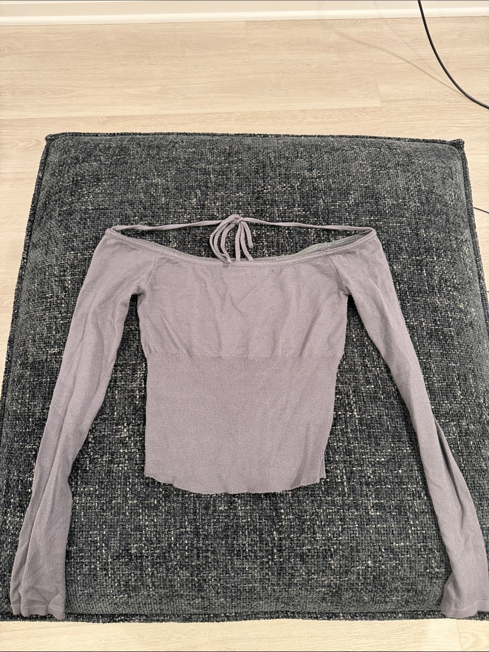 Edikted Off-Shoulder Long Sleeve Top - Lavender Gray women’s size xs
